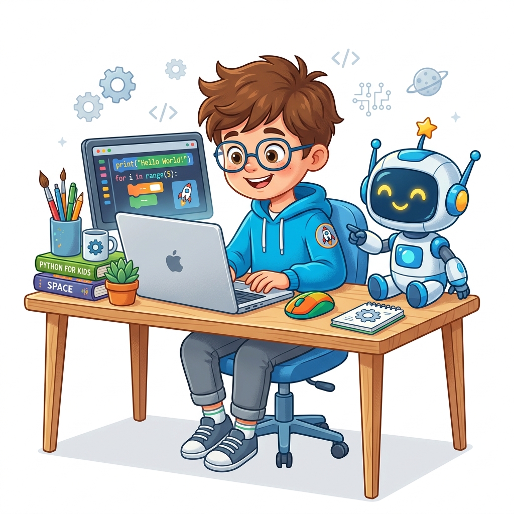 Niño aprendiendo con robot